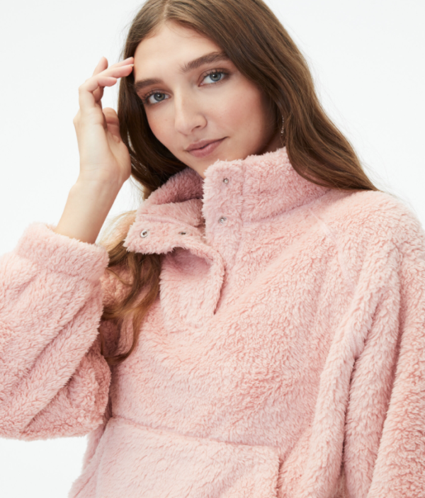 Receive up to 70% off at AEROPOSTALE – Cozy Mock-Neck Sherpa Fleece Pullover 4 COLORS TO CHOOSE FROM